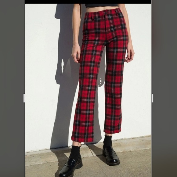 brandy melville red plaid pants